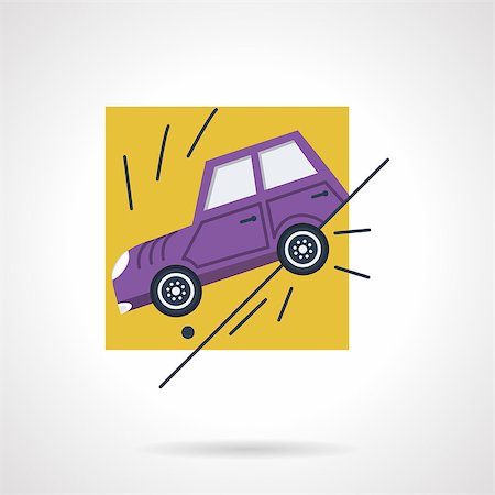 Flat color vector icon for sliding car off a road. Design element for business and website. Stock Photo - Budget Royalty-Free & Subscription, Code: 400-08291638