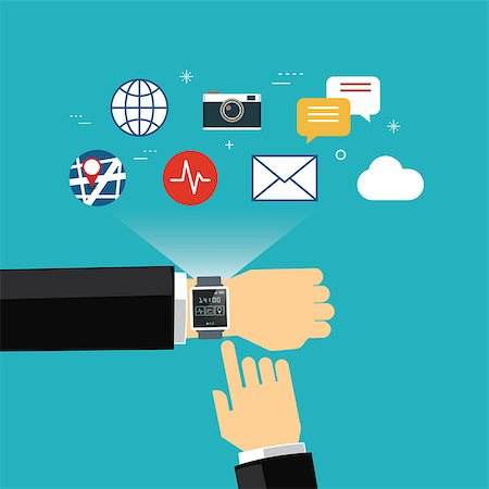 simsearch:400-08152542,k - smart watch concept flat design Stock Photo - Budget Royalty-Free & Subscription, Code: 400-08291800
