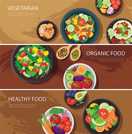 food web banner flat design. vegetarian , organic food, healthy food Stock Photo - Budget Royalty-Free & Subscription, Code: 400-08291820