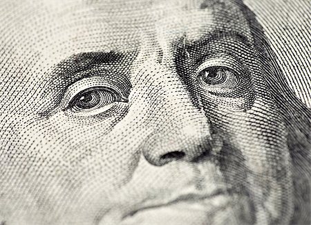 simsearch:400-05336172,k - Macro of Benjamin Franklin's face on the US 100 dollar bill Photographie de stock - Aubaine LD & Abonnement, Code: 400-08291822