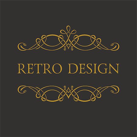 extezy (artist) - Calligraphic Retro design logo. Emblem ornate decor elements. Vintage vector symbol ornament Fotografie stock - Microstock e Abbonamento, Codice: 400-08291835