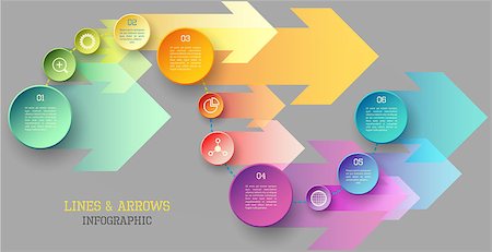 Modern vector circle and arrows infographic elements in bright colors Stock Photo - Budget Royalty-Free & Subscription, Code: 400-08292015