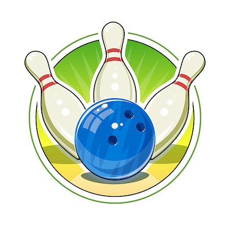 skittles game - Bowling ball and skittles for game. Eps10 vector illustration. Isolated on white background Stock Photo - Budget Royalty-Free & Subscription, Code: 400-08292145