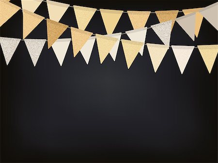 simsearch:400-06694470,k - Birthday background with golden flag garlands on the chalkboard, vector illustration Stock Photo - Budget Royalty-Free & Subscription, Code: 400-08292146