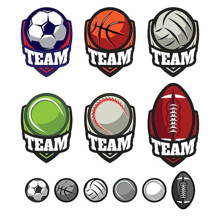 recreational sports league - template logos for sports teams with different balls Photographie de stock - Aubaine LD & Abonnement, Code: 400-08292166