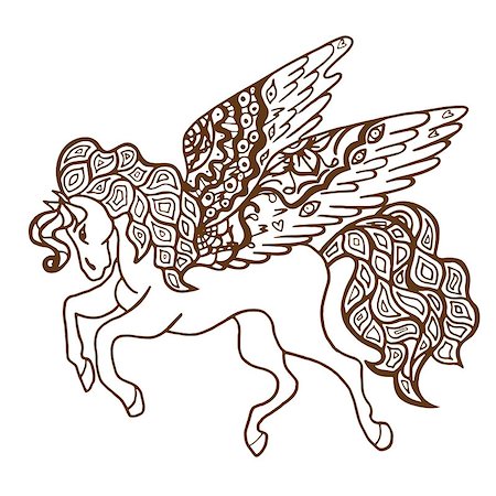 frescomovie (artist) - Zentangle stylized Brown Horse. Hand Drawn doodle vector illustration. Sketch for tattoo or makhenda. Animal collection. Stock Photo - Budget Royalty-Free & Subscription, Code: 400-08292199