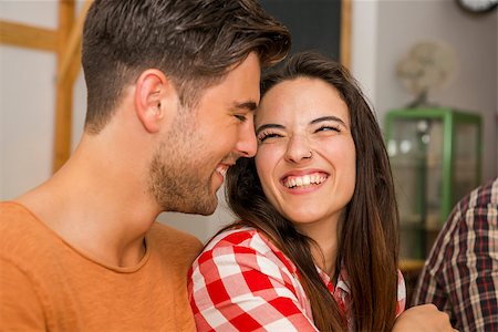 simsearch:400-08292251,k - Happy couple at the restaurant talking and smiling Stock Photo - Budget Royalty-Free & Subscription, Code: 400-08292240