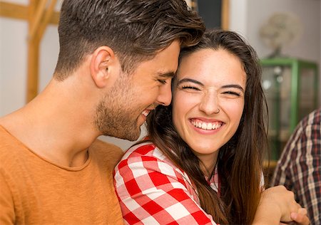 simsearch:400-08292251,k - Happy couple at the restaurant talking and smiling Stock Photo - Budget Royalty-Free & Subscription, Code: 400-08292242