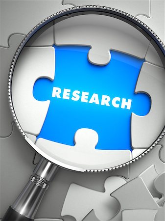 Research - Word on the Place of Missing Puzzle Piece through Magnifier. Selective Focus. Stock Photo - Budget Royalty-Free & Subscription, Code: 400-08292350