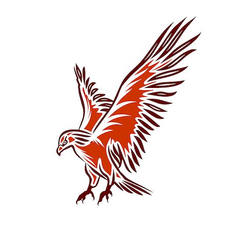 falcon bird symbol wings - Illustration of red flying eagle, eagle tattoo, vector illustration Stock Photo - Budget Royalty-Free & Subscription, Code: 400-08292376