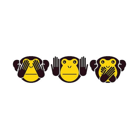 rien - See no evil, hear no evil, speak no evil. Vector illustration. Photographie de stock - Aubaine LD & Abonnement, Code: 400-08292428