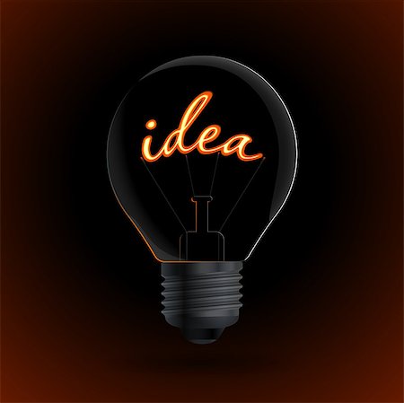 simsearch:400-07578321,k - Lightbulb with Idea sign on a dark background. Vector illustration. Stock Photo - Budget Royalty-Free & Subscription, Code: 400-08292593