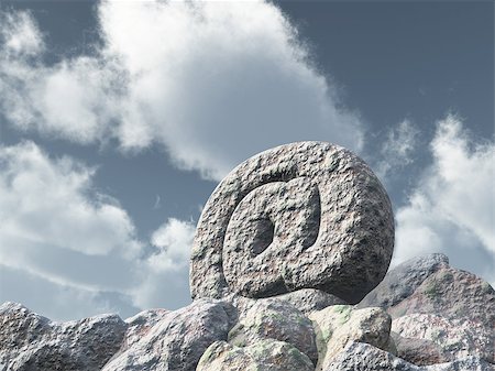 simsearch:400-06458048,k - stone email symbol under cloudy blue sky - 3d illustration Photographie de stock - Aubaine LD & Abonnement, Code: 400-08292609