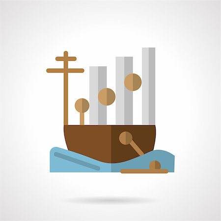 simsearch:400-05367965,k - Flat color design vector icon for transport vessel. Supply vessel transporting cargo. Design elements for business and website Fotografie stock - Microstock e Abbonamento, Codice: 400-08292639