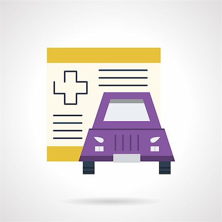 simsearch:400-04796133,k - Colored flat design vector icon for driver health insurance. Insurance document paper and purple car. Design elements for business and website Stock Photo - Budget Royalty-Free & Subscription, Code: 400-08292633