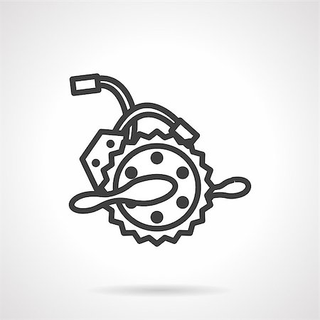 Black flat line design vector icon for electric bike crank. Power sprocket with pedals and wires. Design elements for business and website Stock Photo - Budget Royalty-Free & Subscription, Code: 400-08292647