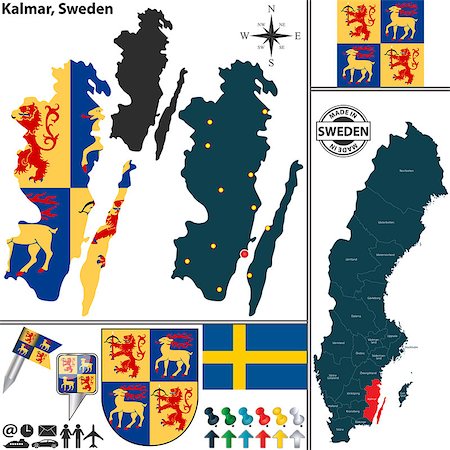 Vector map of county Kalmar with coat of arms and location on Sweden map Foto de stock - Super Valor sin royalties y Suscripción, Código: 400-08292665