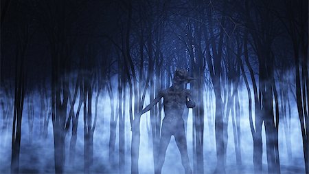 3D render of a demonic figure in a foggy forest Stock Photo - Budget Royalty-Free & Subscription, Code: 400-08292716