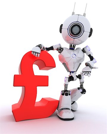 simsearch:400-07902525,k - 3D Render of a Robot with pound sign Stock Photo - Budget Royalty-Free & Subscription, Code: 400-08292758