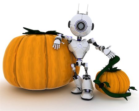 simsearch:400-07902525,k - 3D render of a Robot with jack-o-lantern Stock Photo - Budget Royalty-Free & Subscription, Code: 400-08292751