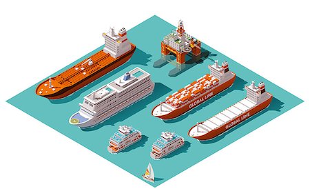 Isometric icons representing nautical transport Stock Photo - Budget Royalty-Free & Subscription, Code: 400-08292794