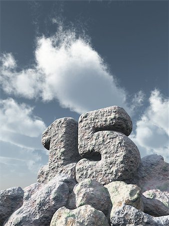 number fifteen rock under cloudy blue sky - 3d illustration Stock Photo - Budget Royalty-Free & Subscription, Code: 400-08292820