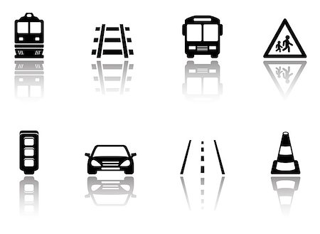 simsearch:400-08294017,k - black transport icons set with mirror reflection silhouette Stock Photo - Budget Royalty-Free & Subscription, Code: 400-08292871