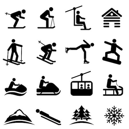 Ski, snow and winter icon set Stock Photo - Budget Royalty-Free & Subscription, Code: 400-08292931