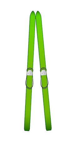 pictures of wooden skis - Old wooden alpine skis in green design on white background Stock Photo - Budget Royalty-Free & Subscription, Code: 400-08293073