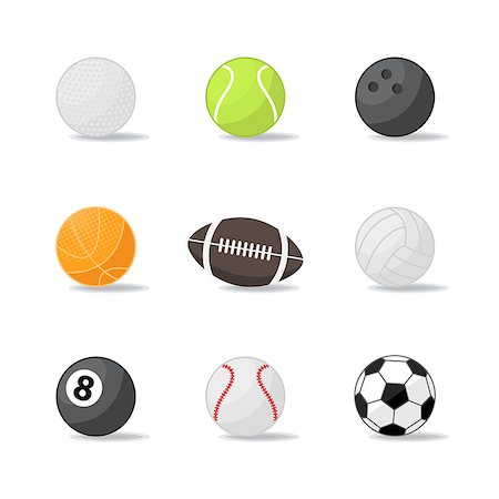 Vector sport balls icon,sign,symbol,pictogram set in flat style isolated on a white background or over white.Different sport equipment and balls.Sports game Stock Photo - Budget Royalty-Free & Subscription, Code: 400-08293166