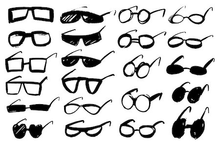 simsearch:400-08492974,k - Set of grunge vector brushed hipster glasses Foto de stock - Super Valor sin royalties y Suscripción, Código: 400-08293179