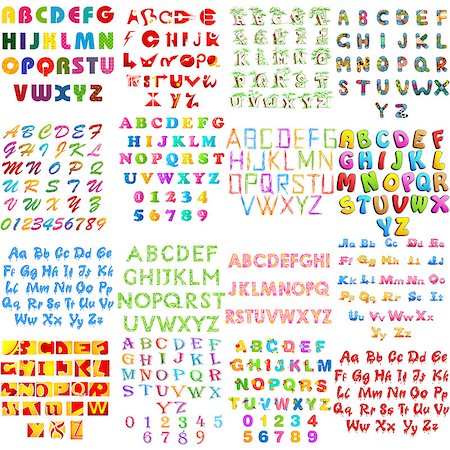 illustration of set of English alphabet collection jumbo collection in different style Foto de stock - Super Valor sin royalties y Suscripción, Código: 400-08293233