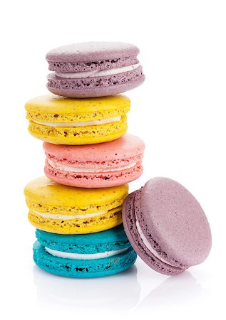 simsearch:400-06564979,k - Colorful macaron cookies. Isolated on white background Stock Photo - Budget Royalty-Free & Subscription, Code: 400-08293274