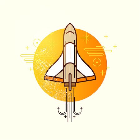 spaceship retro - Space Rocket Vector. A shuttle launching into space. vector illustration Stock Photo - Budget Royalty-Free & Subscription, Code: 400-08293556
