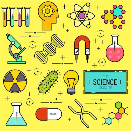 Science Vector Icon Set. A collection of science themed line icons including a atom, chemistry symbols and equipment. Layered Vector illustration. Photographie de stock - Aubaine LD & Abonnement, Code: 400-08293553