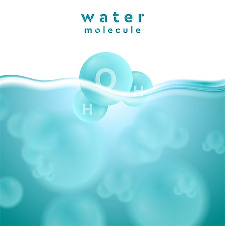 H2o blue water surface with molecule. Abstract vector design background Stock Photo - Budget Royalty-Free & Subscription, Code: 400-08293628