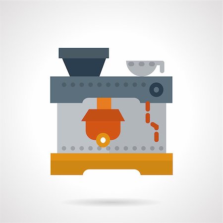 simsearch:400-07976610,k - Flat color style vector icon for coffee machine. Equipment for cafe and restaurants to prepare tasty coffee drinks. Design elements for business and website Stockbilder - Microstock & Abonnement, Bildnummer: 400-08293671