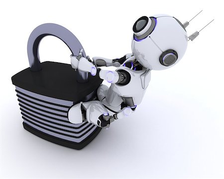 simsearch:400-06560748,k - 3D Render of a Robot Foto de stock - Royalty-Free Super Valor e Assinatura, Número: 400-08293724