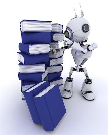 simsearch:400-06560748,k - 3D Render of an Robot with stack of books Foto de stock - Royalty-Free Super Valor e Assinatura, Número: 400-08293728