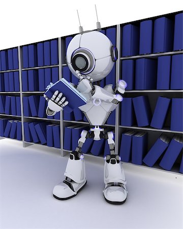 simsearch:400-06560748,k - 3D Render of a Robot at bokself Foto de stock - Royalty-Free Super Valor e Assinatura, Número: 400-08293734
