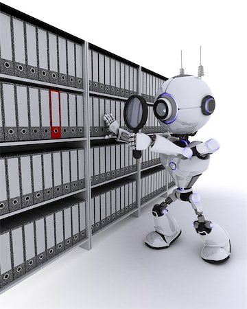 simsearch:400-07902525,k - 3D Render of a Robot searching documents Foto de stock - Super Valor sin royalties y Suscripción, Código: 400-08293735