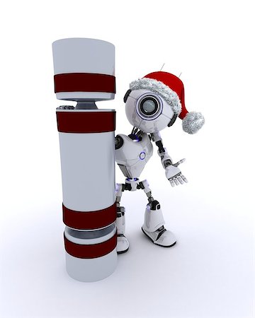 simsearch:400-07902525,k - 3D Render of an Robot with a christmas cracker Stock Photo - Budget Royalty-Free & Subscription, Code: 400-08293736