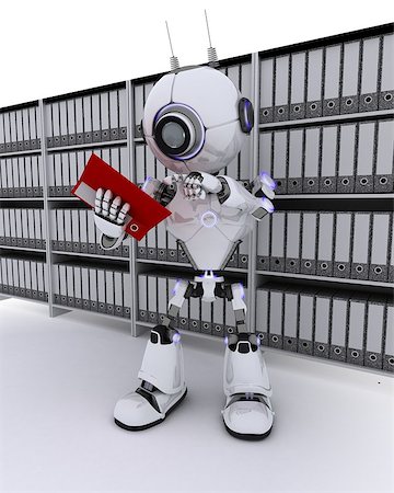 simsearch:400-07902525,k - 3D Render of a Robot filing documents Stock Photo - Budget Royalty-Free & Subscription, Code: 400-08293731