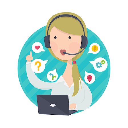 simsearch:400-08293929,k - Vector illustration of customer support help desk blond hair woman operator service concept Stock Photo - Budget Royalty-Free & Subscription, Code: 400-08293929