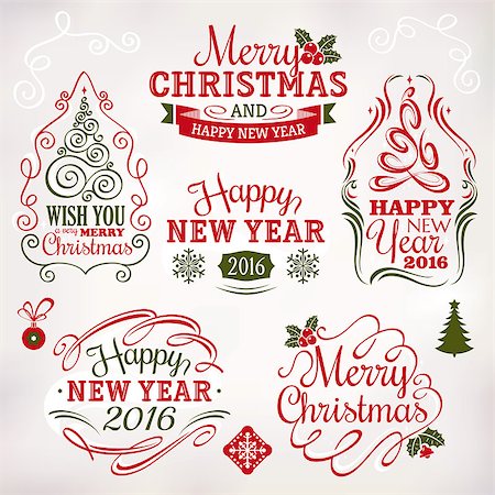 simsearch:400-08299399,k - Collection of Christmas and New Year decoration elements and labels Stockbilder - Microstock & Abonnement, Bildnummer: 400-08300304