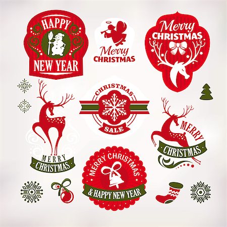 simsearch:400-08299399,k - Collection of Christmas and New Year decoration elements and labels Stockbilder - Microstock & Abonnement, Bildnummer: 400-08300300