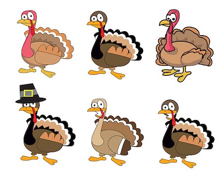 Cute Thanksgiving Turkey Set Stock Photo - Budget Royalty-Free & Subscription, Code: 400-08300430