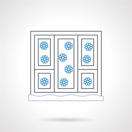 simsearch:400-04628388,k - White windows with winter views. Abstract snowfall with blue snowflakes. Flat color line style vector icon.   Buttons and design elements for website, mobile app, business. Stockbilder - Microstock & Abonnement, Bildnummer: 400-08300524