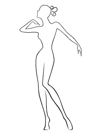 simsearch:400-07466197,k - Abstract stylish slender female posing with hands gesturing, vector outline Stock Photo - Budget Royalty-Free & Subscription, Code: 400-08300675