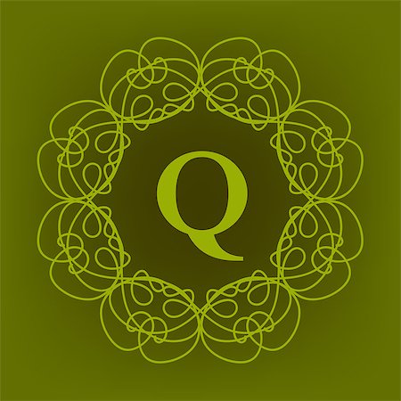 simsearch:400-08263647,k - Simple  Monogram Q Design Template on Green  Background Stock Photo - Budget Royalty-Free & Subscription, Code: 400-08300827